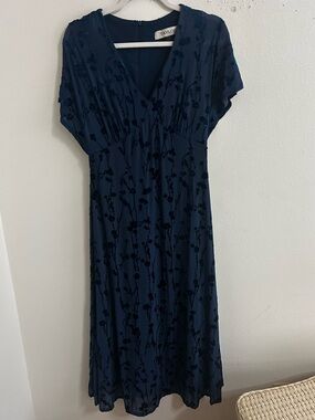 Taylor blue floral detailing midi dress